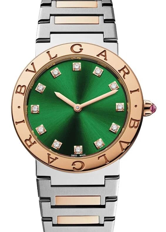 Bulgari Green 33 mm Gold/Steel – Ref. 103202, Neu