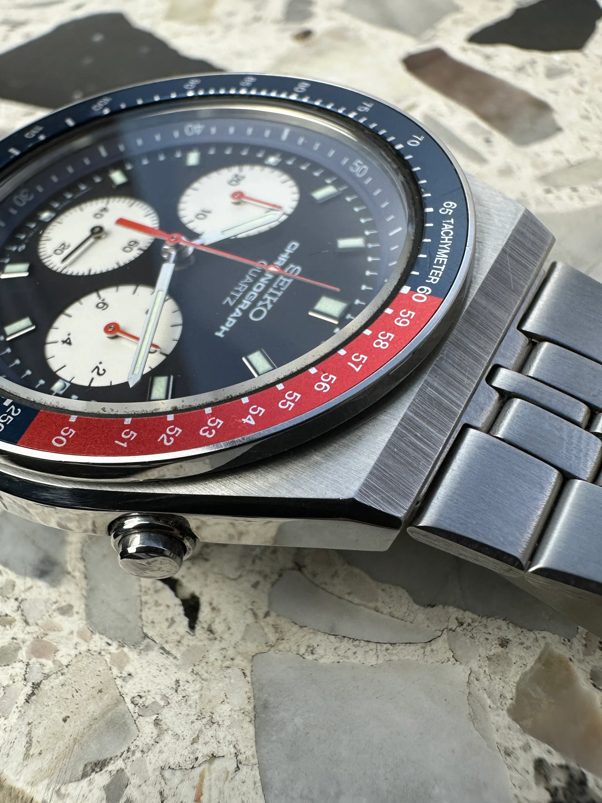 Seiko Quartz Chronograph Sports ‘Speedmaster’ – Ref. 7A28-8100, good – 2/15