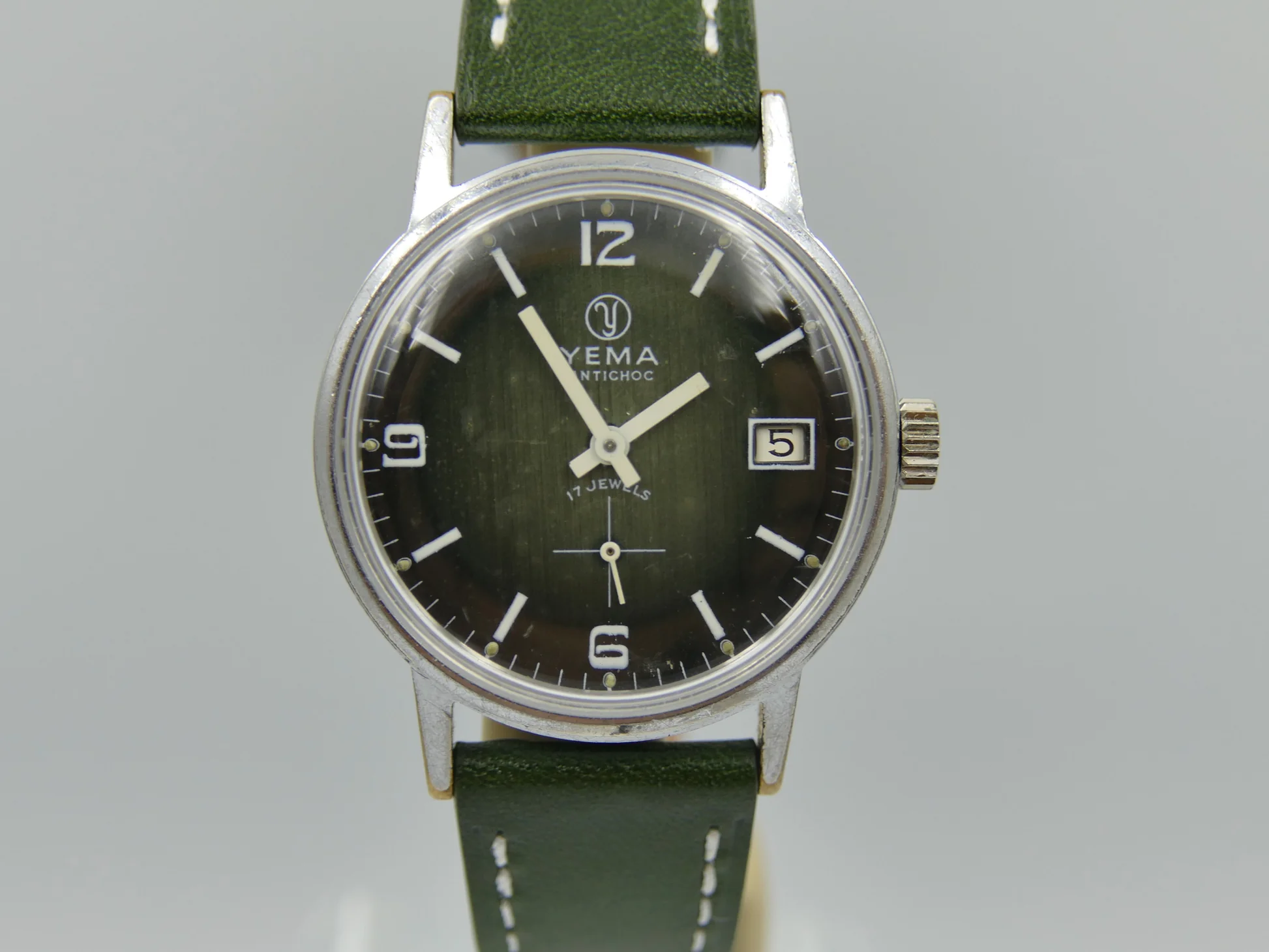 Yema 70s vintage watch green hand wind Cupillard – Ref. 233-69, Gebraucht – 4/20