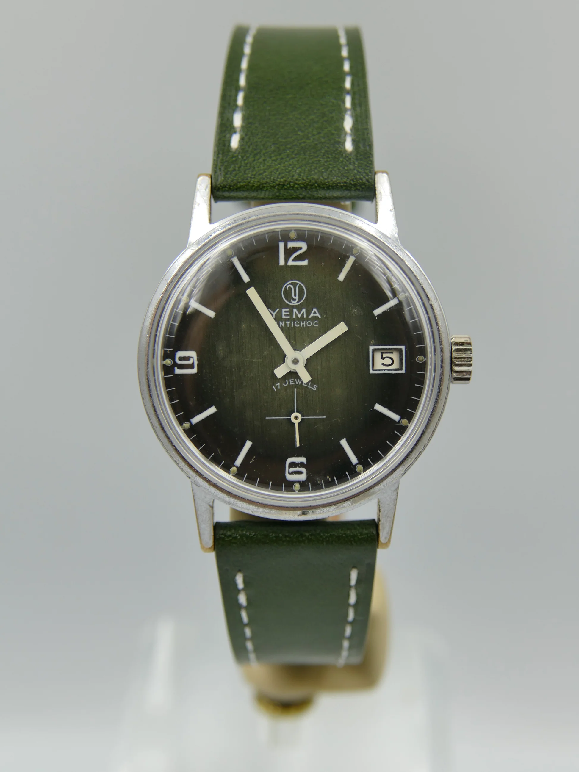 Yema 70s vintage watch green hand wind Cupillard – Ref. 233-69, Gebraucht – 5/20
