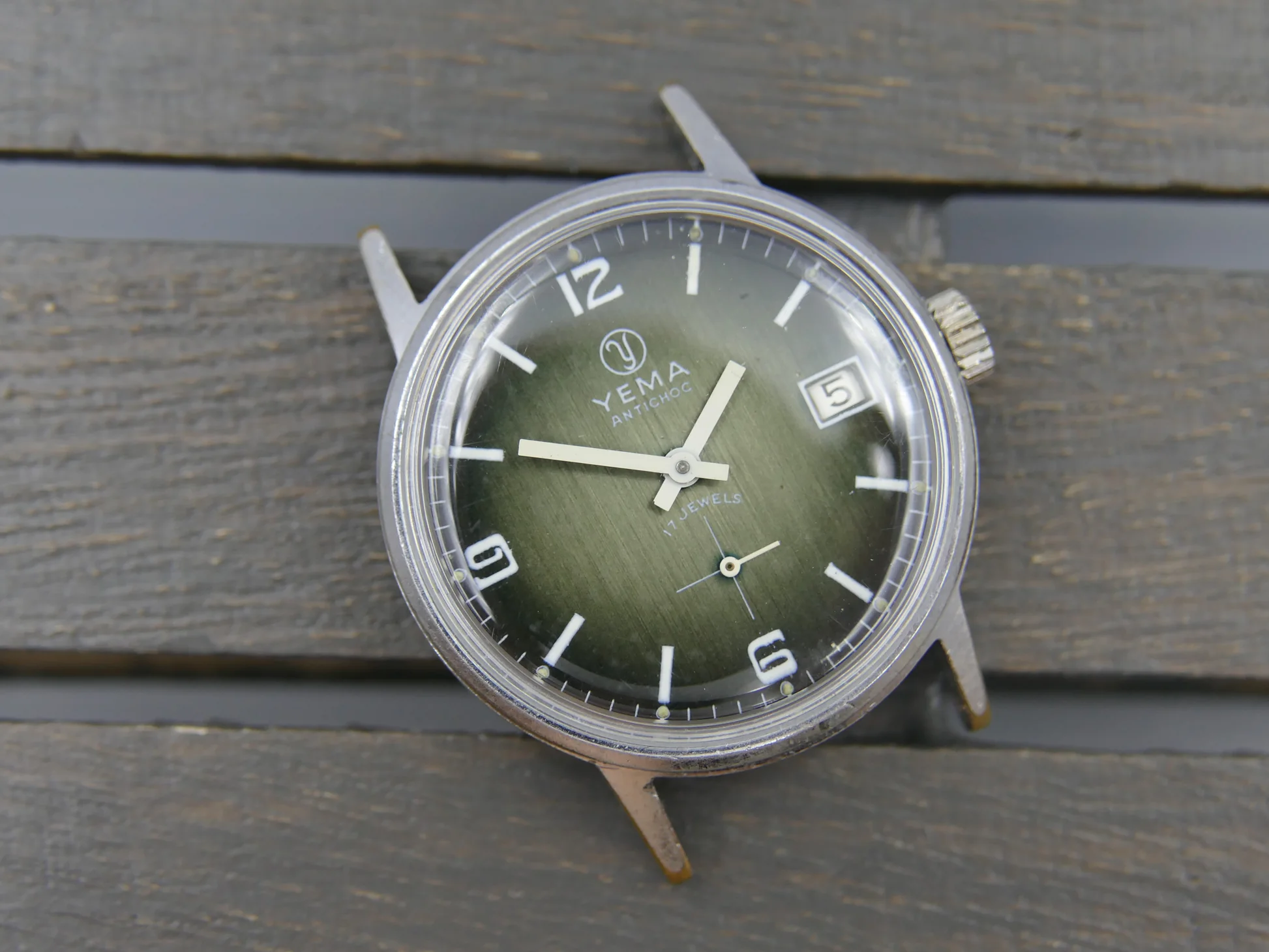 Yema 70s vintage watch green hand wind Cupillard – Ref. 233-69, Gebraucht – 11/20