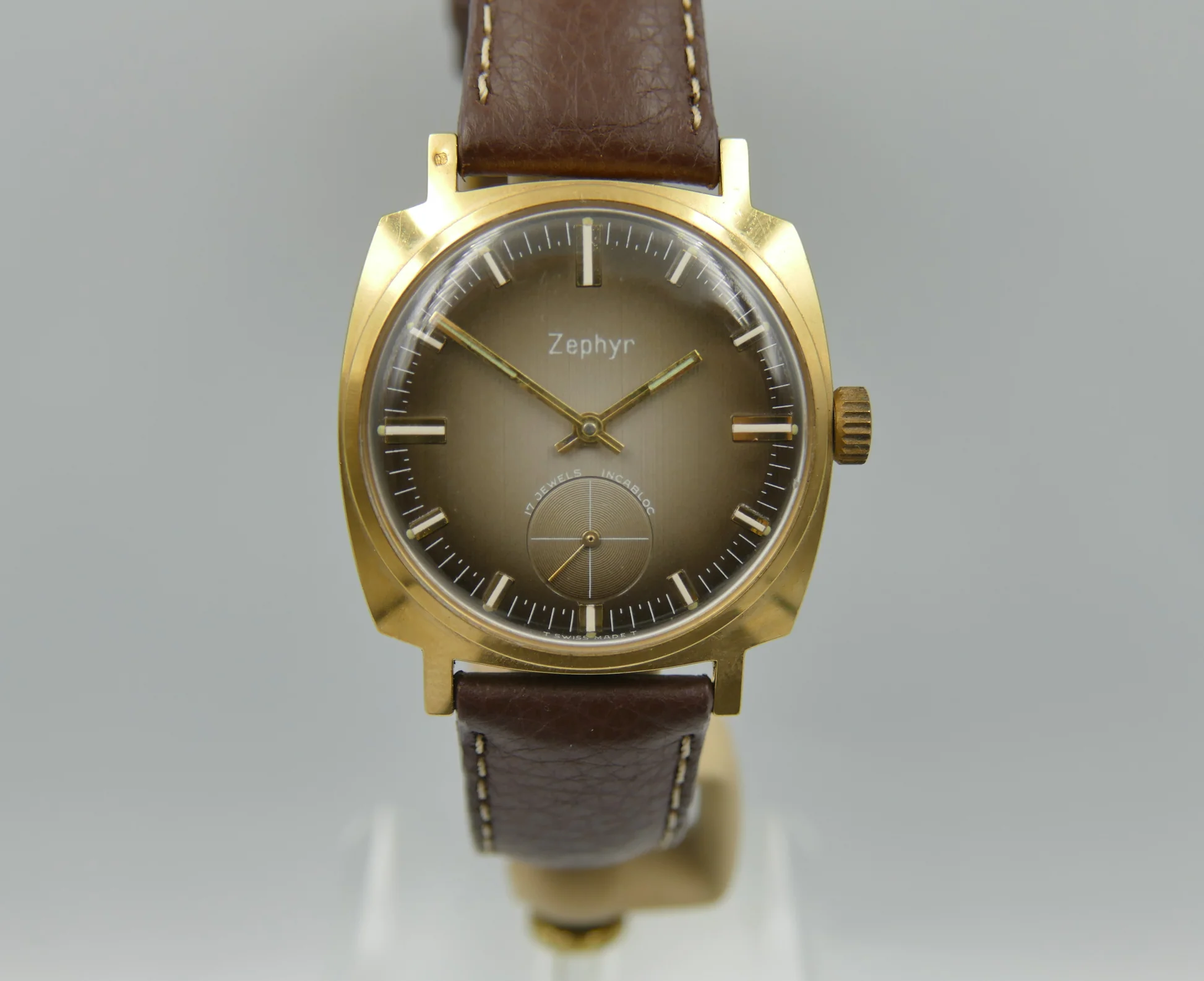 Zephyr 70s vintage watch mens Zephyr hand wind Unitas 6325 brown – Gebraucht – 6/21