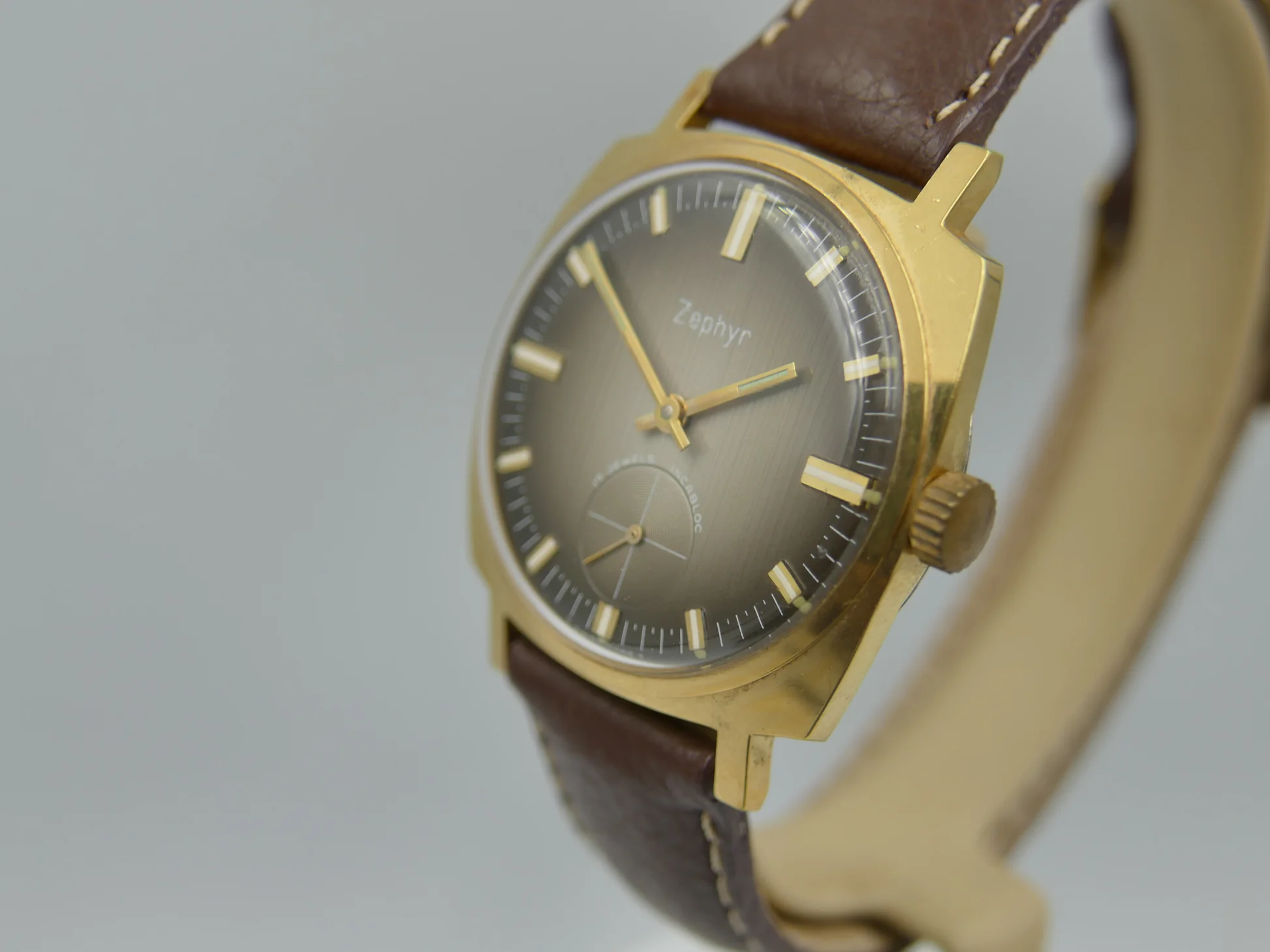 Zephyr 70s vintage watch mens Zephyr hand wind Unitas 6325 brown – Gebraucht – 7/21