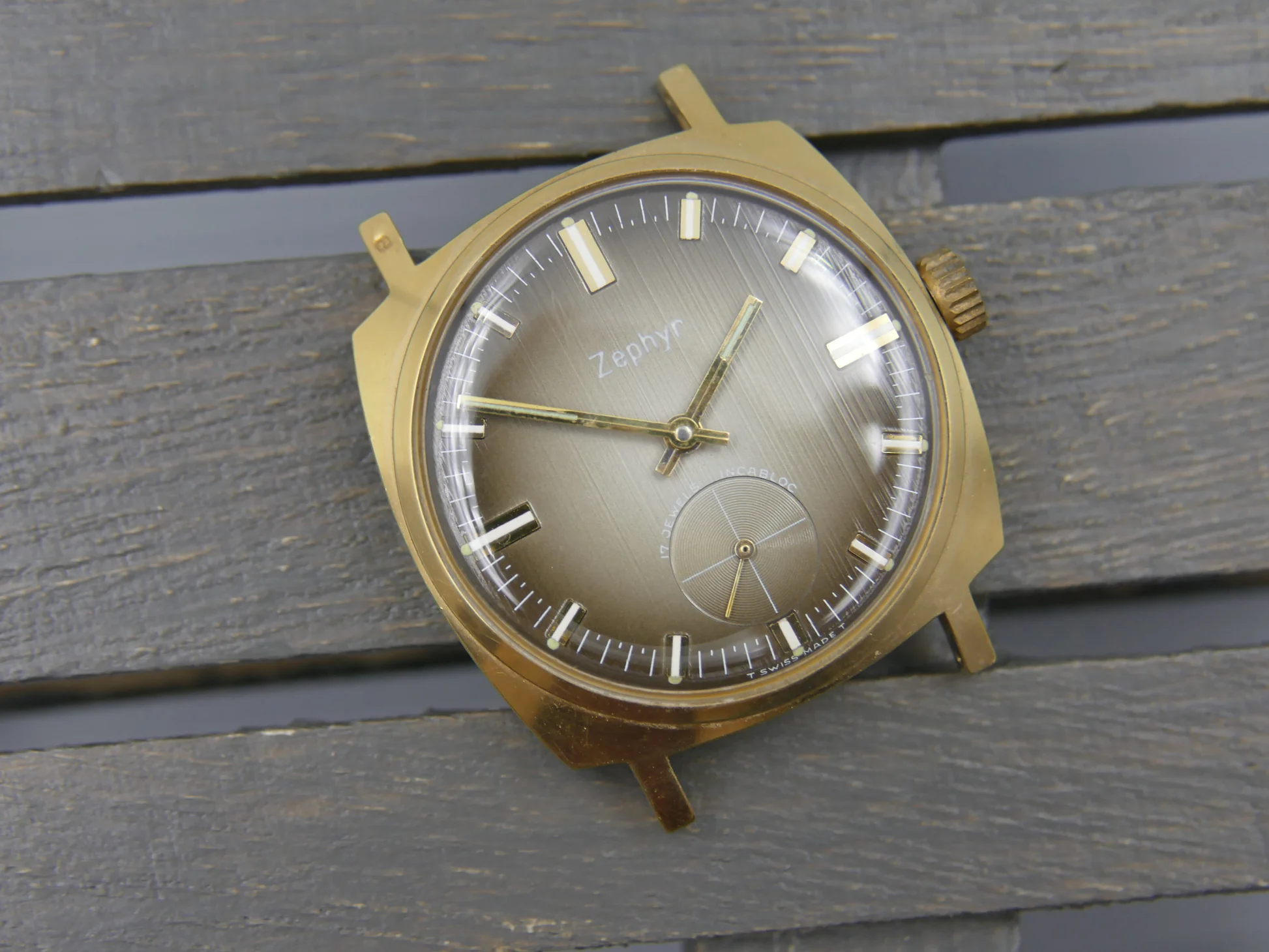 Zephyr 70s vintage watch mens Zephyr hand wind Unitas 6325 brown – Gebraucht – 11/21