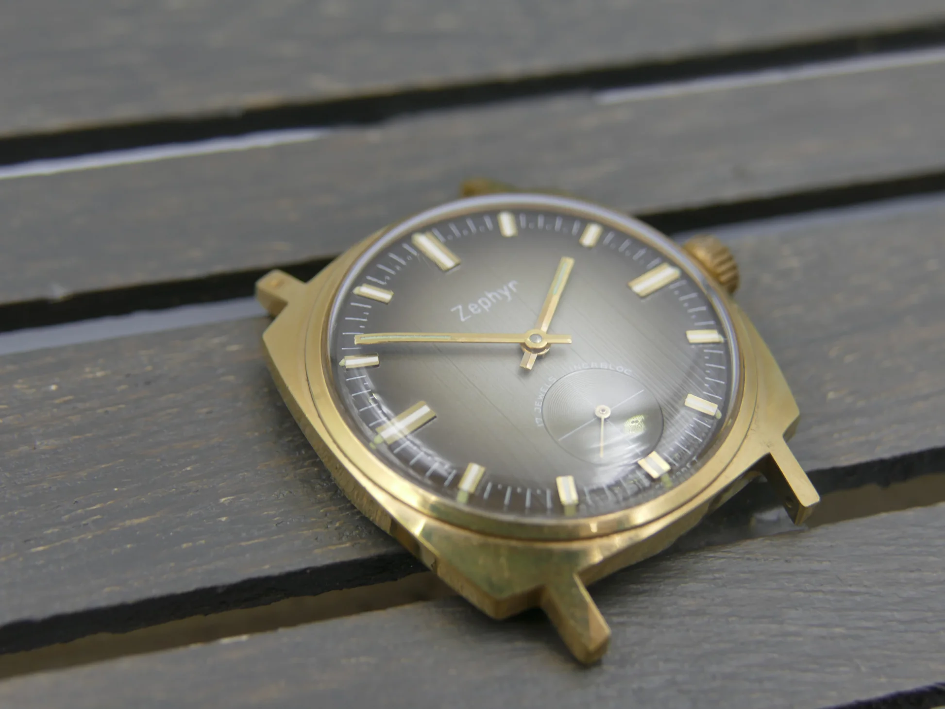 Zephyr 70s vintage watch mens Zephyr hand wind Unitas 6325 brown – Gebraucht – 12/21