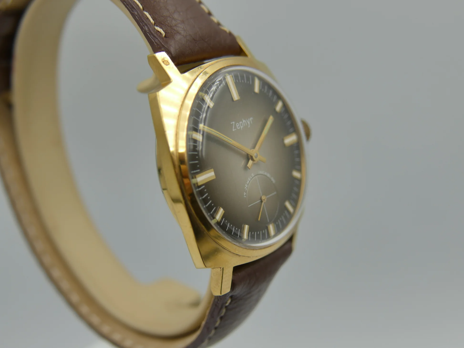 Zephyr 70s vintage watch mens Zephyr hand wind Unitas 6325 brown – Gebraucht – 13/21