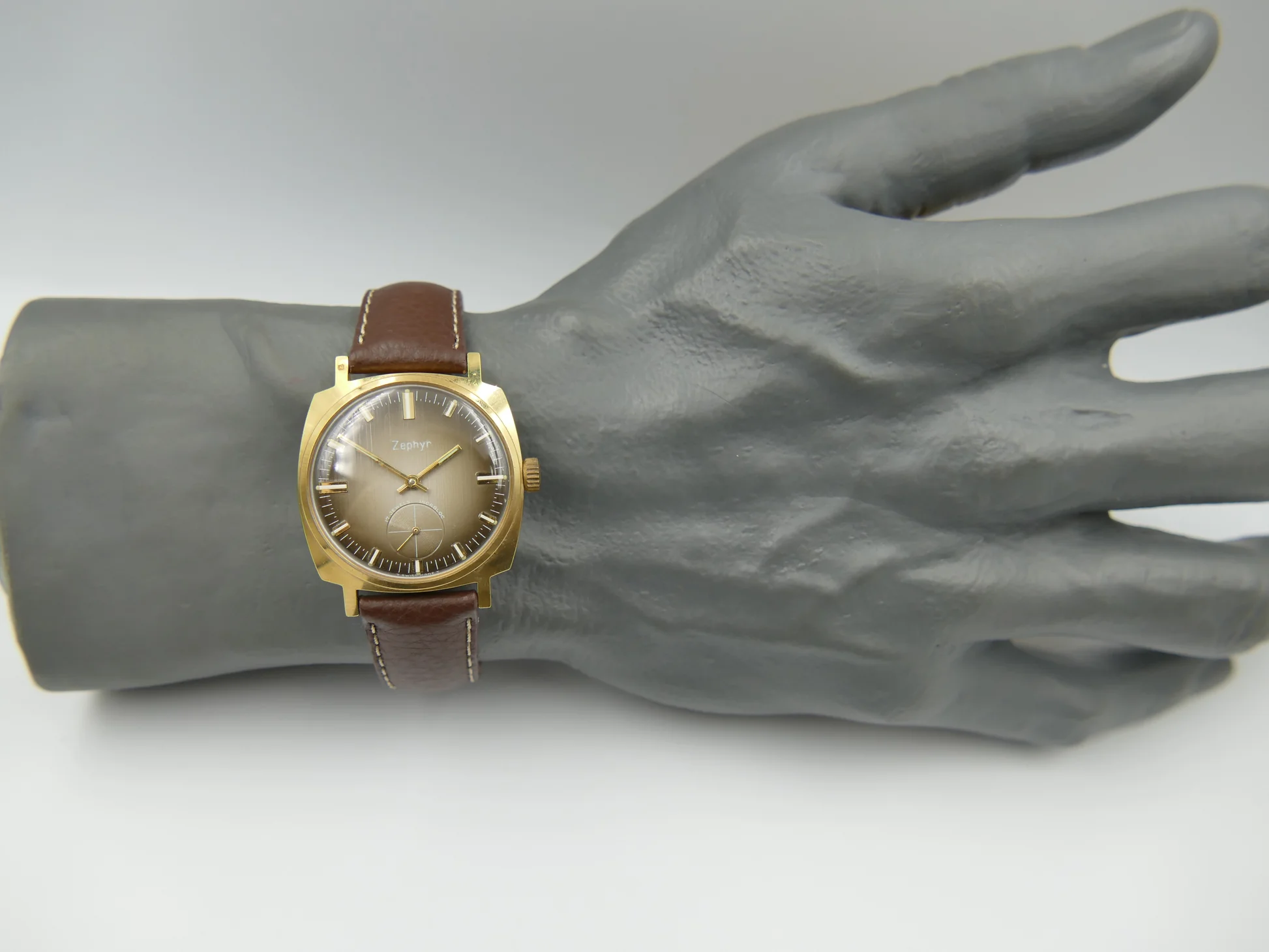 Zephyr 70s vintage watch mens Zephyr hand wind Unitas 6325 brown – Gebraucht – 15/21