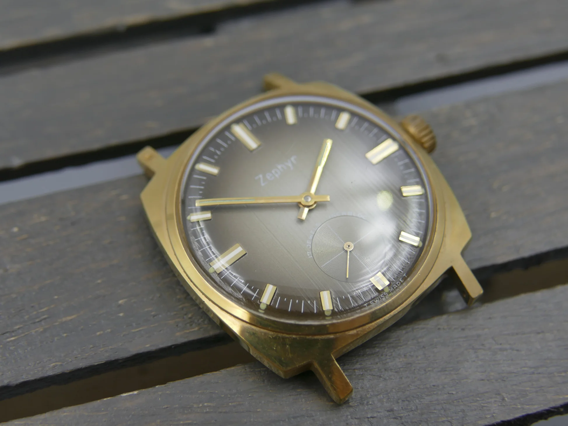 Zephyr 70s vintage watch mens Zephyr hand wind Unitas 6325 brown – Gebraucht – 20/21