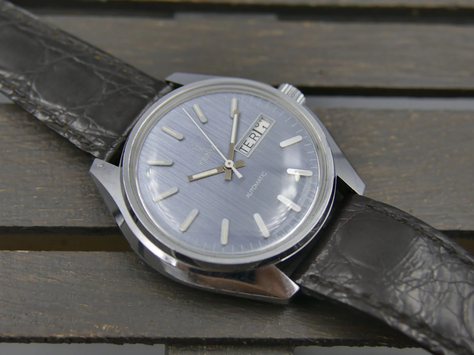 Yema 70s vintage watch mens Yema automatic FE 4612 blue dial mint – Wie neu – 2/22