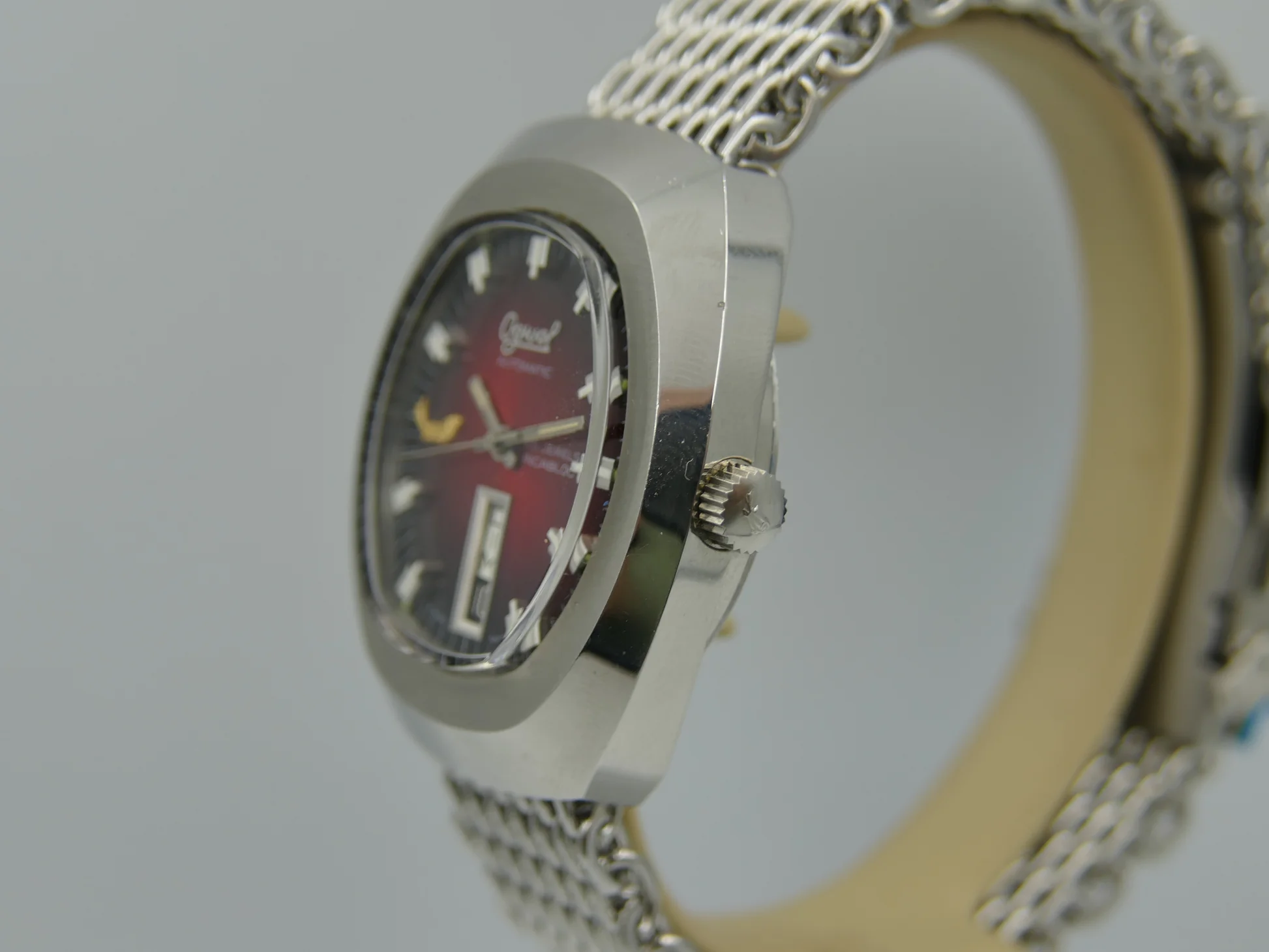 Ogival 70s vintage watch burgundy automatic AS 2066 NOS – Ref. a2614, Neu – 11/21