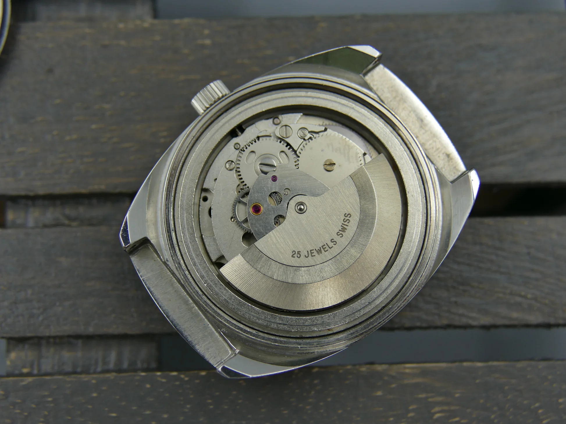 Ogival 70s vintage watch burgundy automatic AS 2066 NOS – Ref. a2614, Neu – 17/21