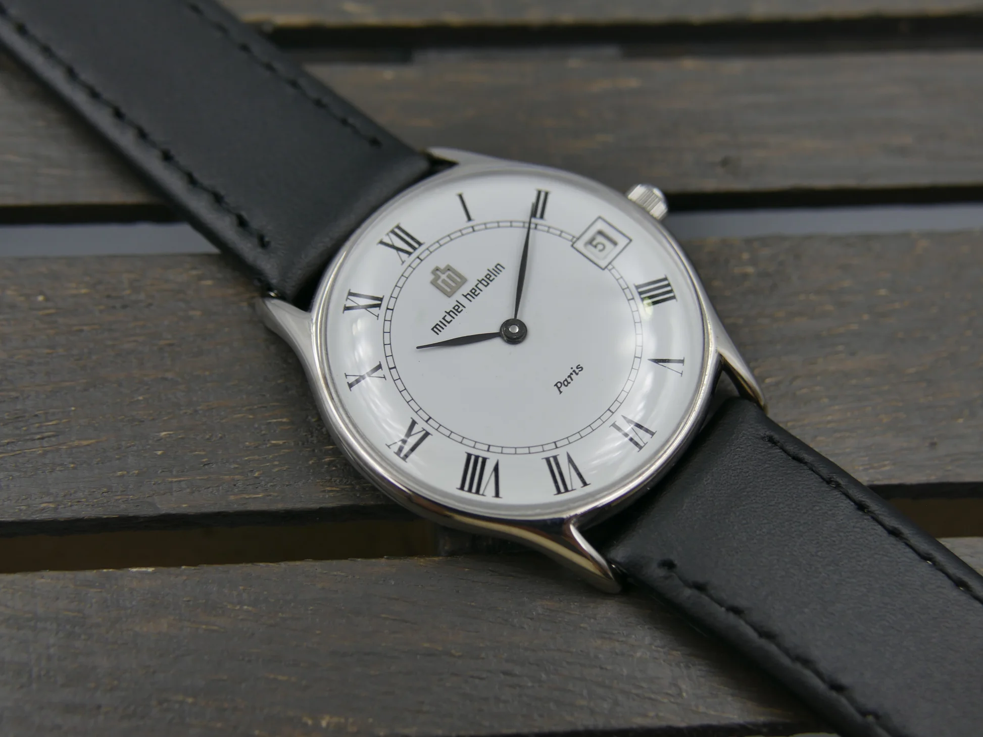 Michel Herbelin 80s watch Paris ref Peseux 7001 flat serviced – Ref. 2813, Gebraucht – 4/21
