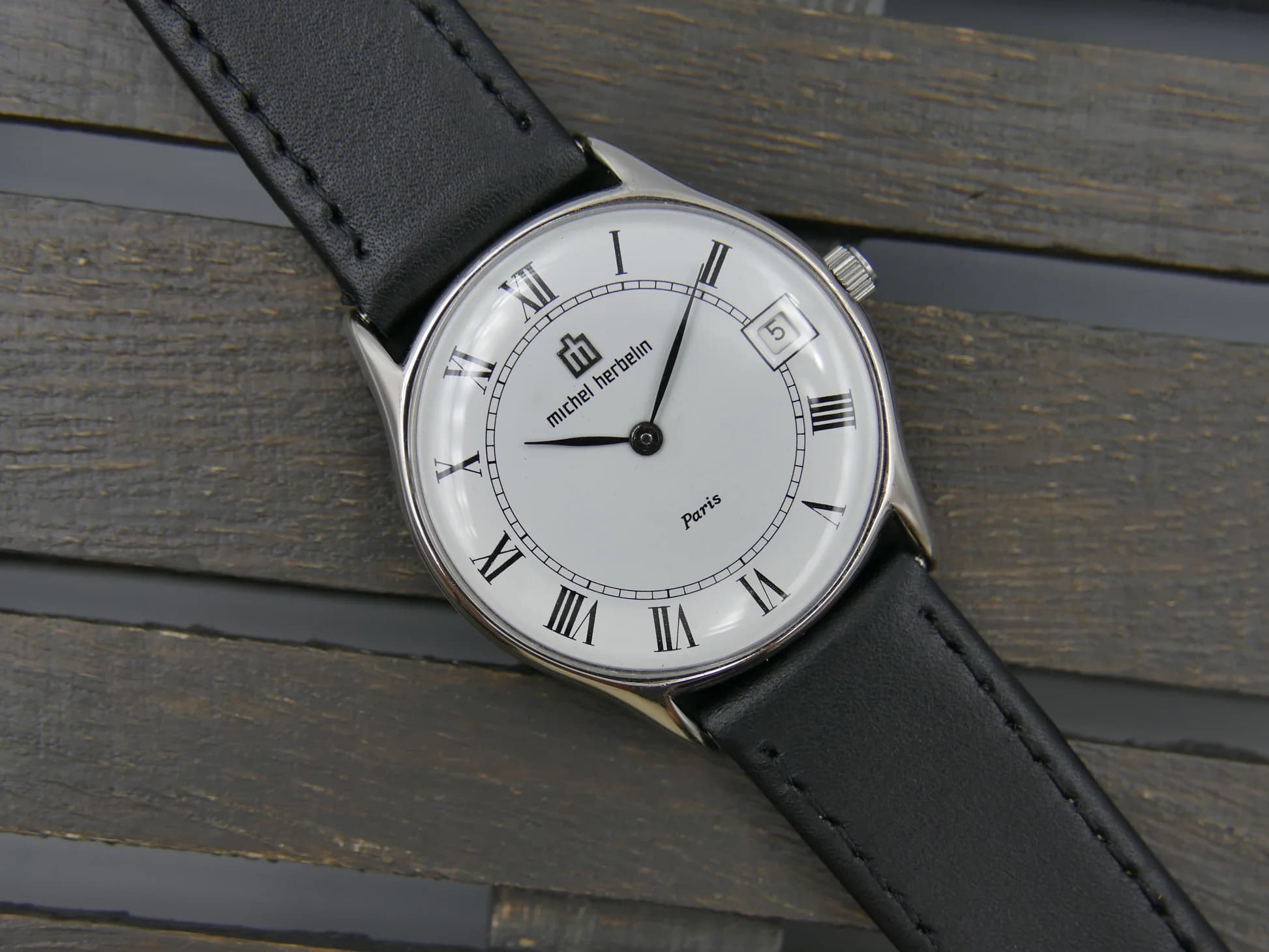 Michel Herbelin 80s watch Paris ref Peseux 7001 flat serviced – Ref. 2813, Gebraucht – Bild 1/21