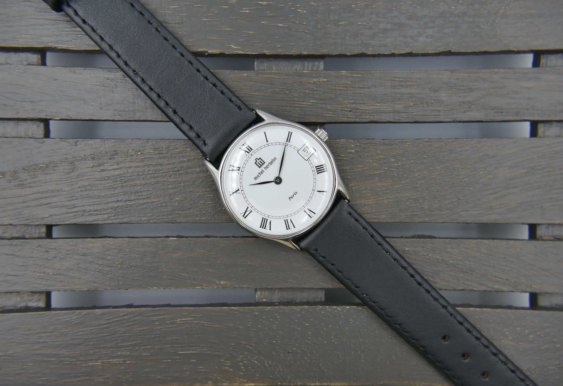 Michel Herbelin 80s watch Paris ref Peseux 7001 flat serviced – Ref. 2813, Gebraucht – 8/21