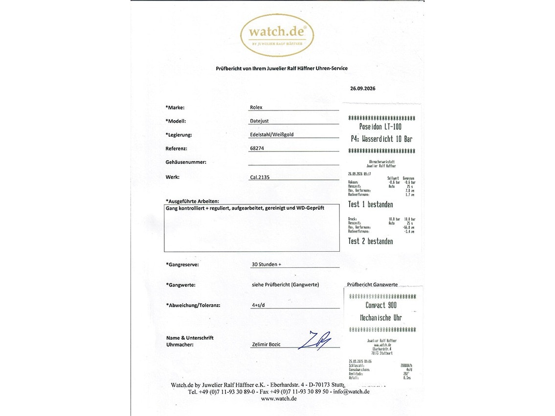 Rolex Datejust – Ref. 68274, Sehr gut – 10/10