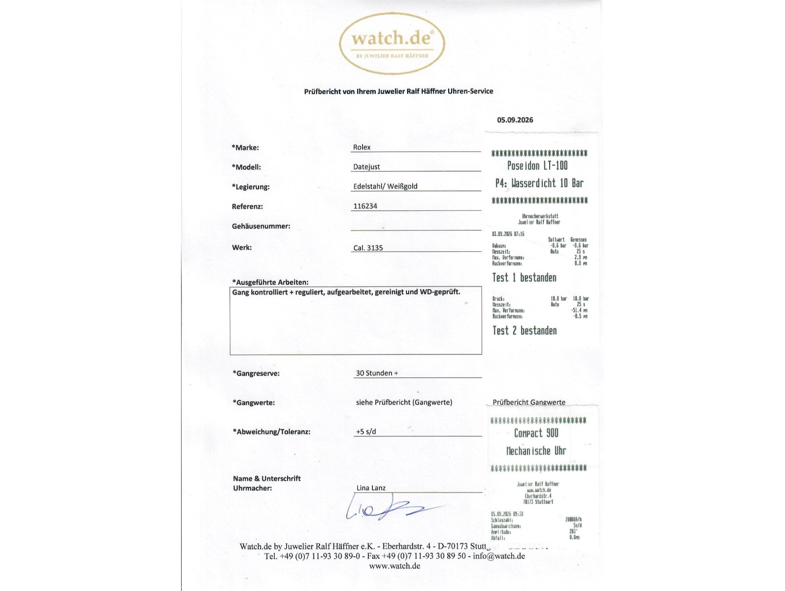 Rolex Datejust – Ref. 116234, Sehr gut – 10/10