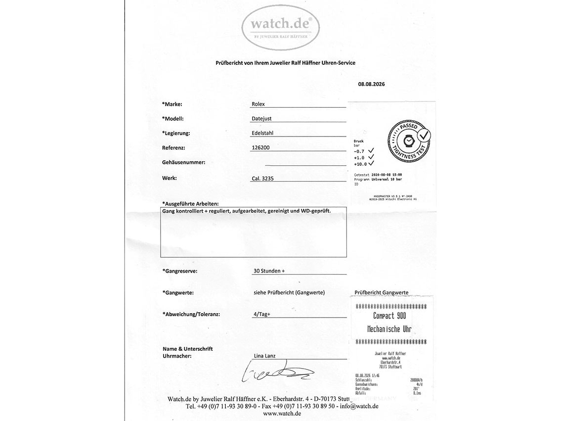 Rolex Datejust – Ref. 126200, Wie neu – 9/9