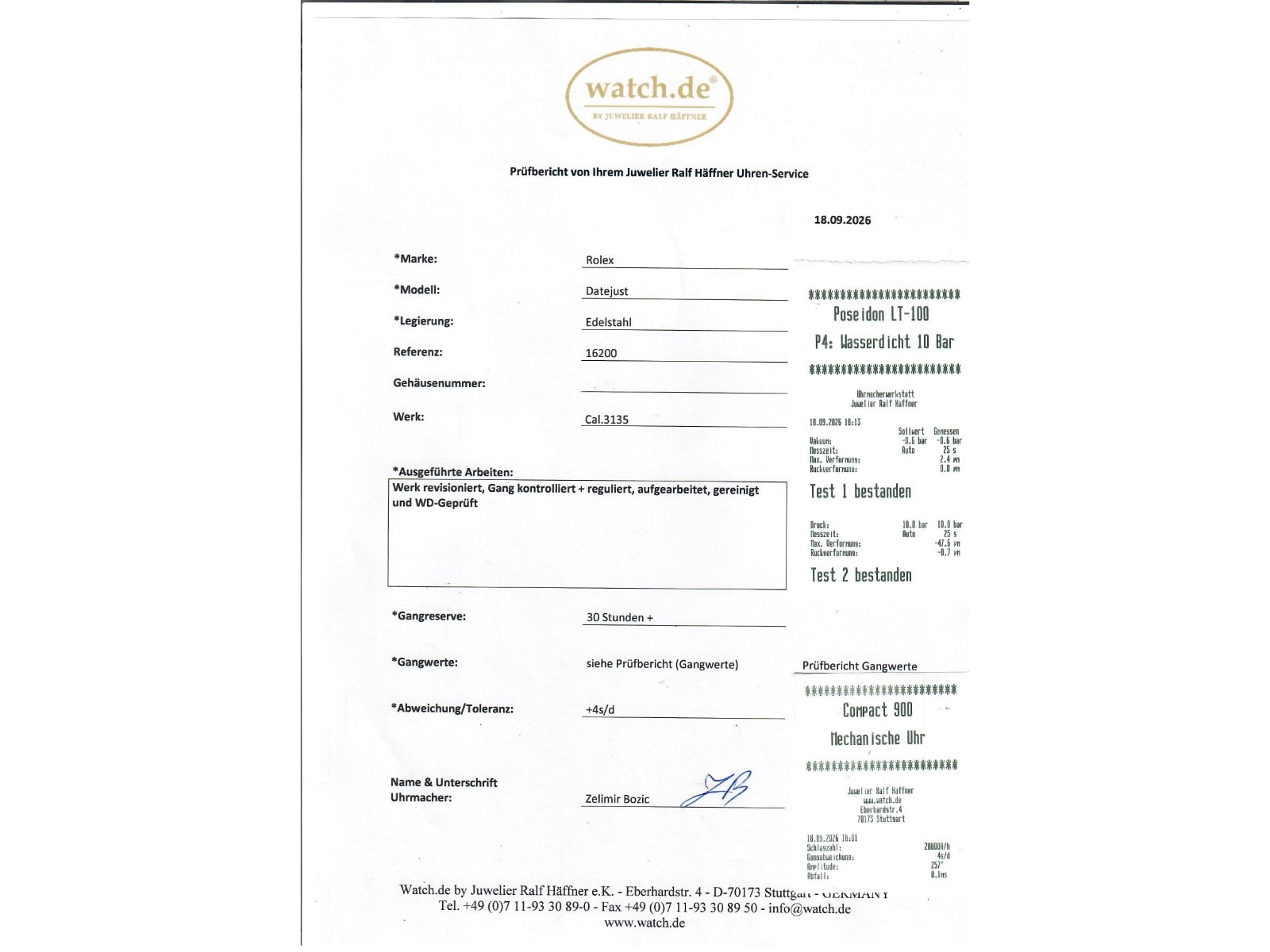 Rolex Datejust – Ref. 16200, Sehr gut – 9/9