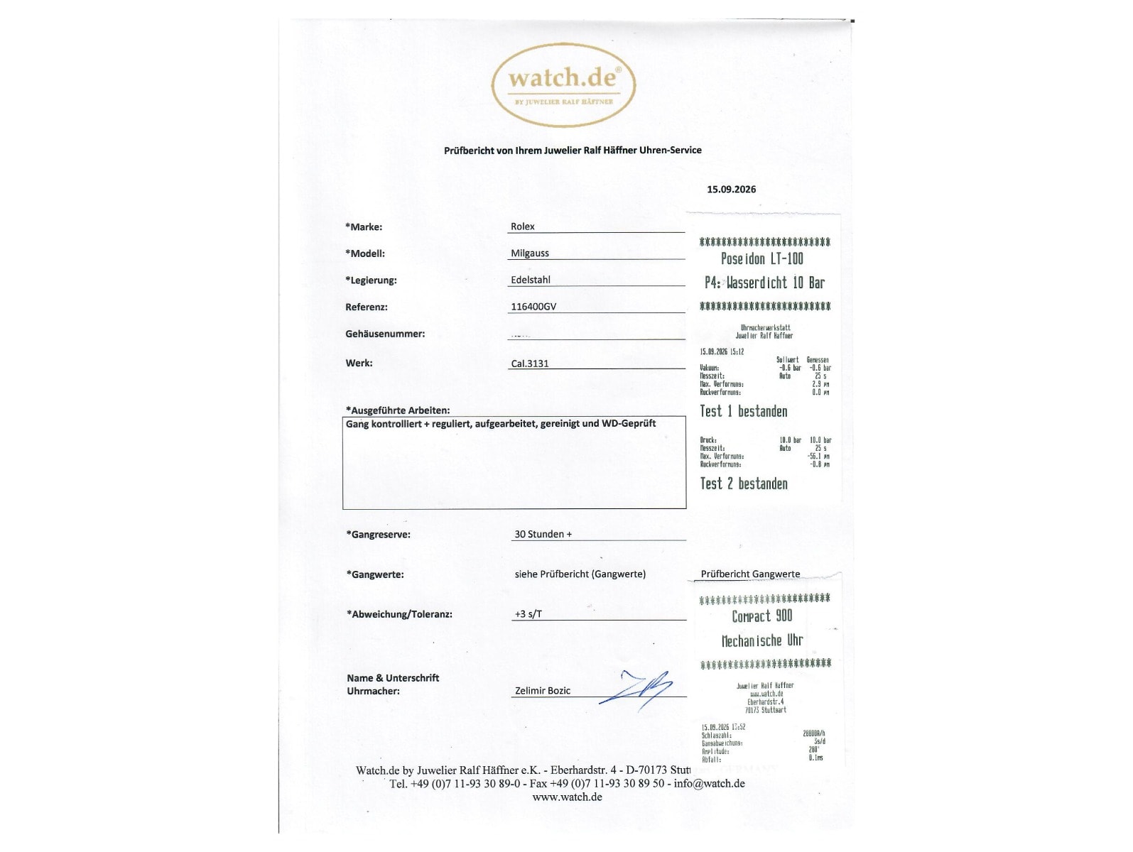Rolex Milgauss 116400GV – Ref. 116400GV, Sehr gut – 10/10
