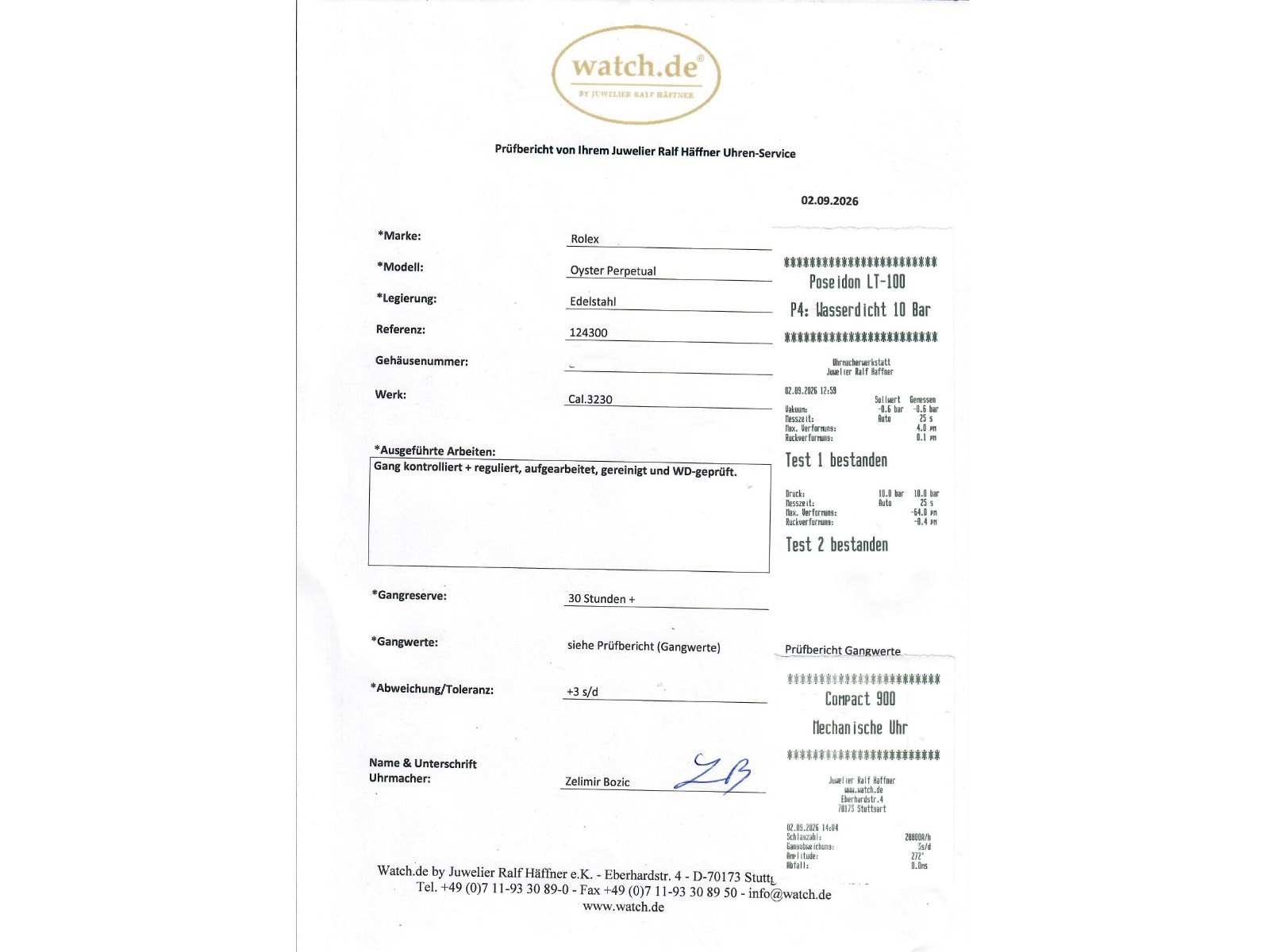 Rolex Oyster Perpetual – Ref. 124300, Wie neu – 9/9