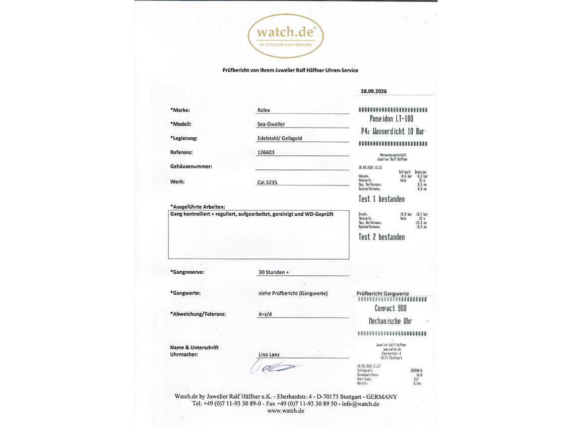 Rolex Sea-Dweller – Ref. 126603, Wie neu – 9/9
