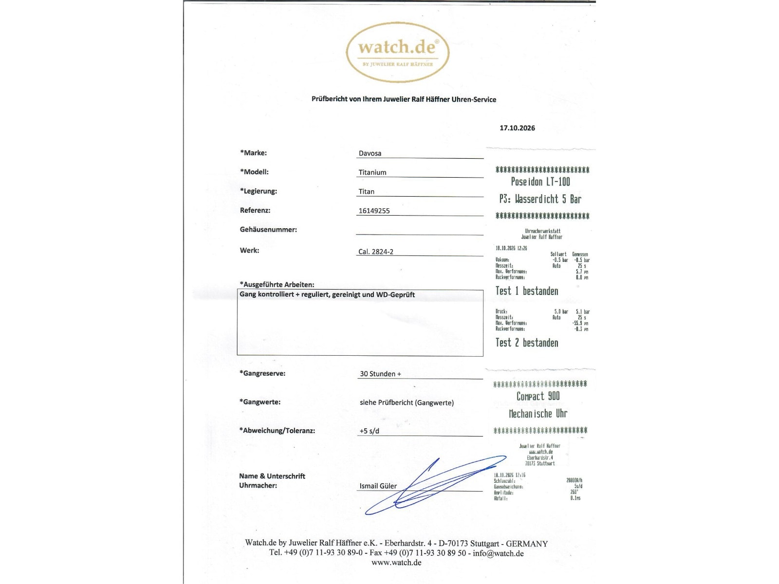 Davosa Titanium Black – Ref. 16149255, Sehr gut – 9/9