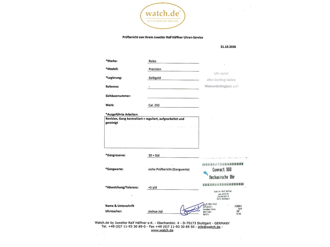 Rolex Precision – Sehr gut – 11/11